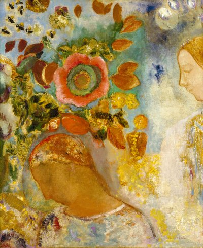 花の中の二人の少女、1912 作： Odilon Redon