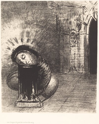 長いさなぎ 血の色 作： Odilon Redon