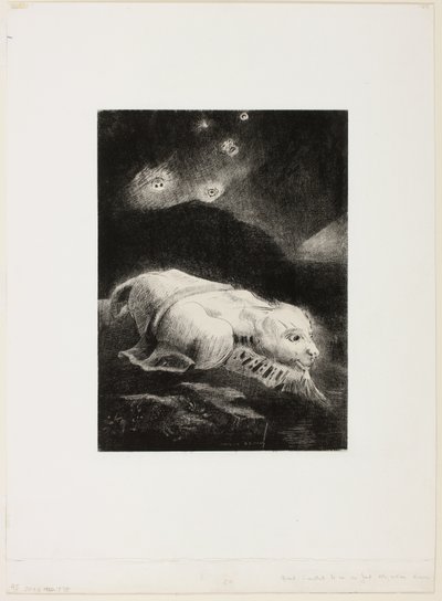 When Life Was Awakening in the Depth of Obscure Matter、「Les Origines」からのプレート 1/8 作： Odilon Redon
