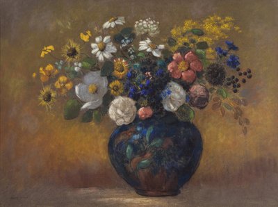 花瓶の中の野花、1910年頃（パステルカラー） 作： Odilon Redon
