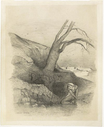 ひざまずく女性 作： Odilon Redon