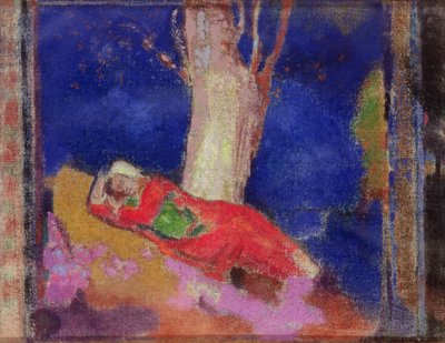 木の下で眠る女性 作： Odilon Redon