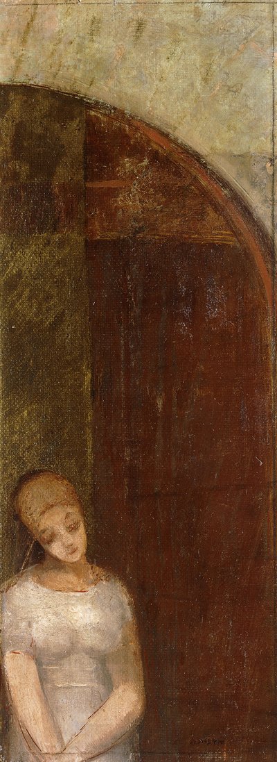 アーチの下の若い女性。アーチの下の若い女性、1886年頃 作： Odilon Redon