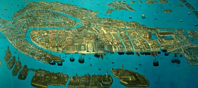 ベニスの平面図（紙に水彩） 作： Odoardo Fialetti