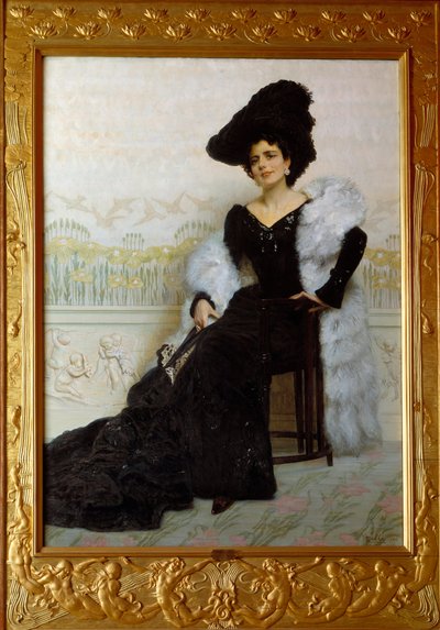 マダム・アリアーノの肖像。エドアルド・ゲリ（1852-1933）による絵画、It. 作： Odoardo Gelli