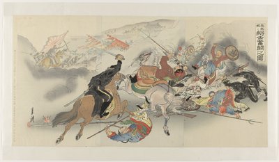 鳳凰城の苦戦 方丈に書誌文頭の図 作： Ogata Gekko