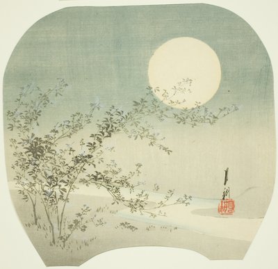 満月と小川の秋の花 作： Ogata Gekko