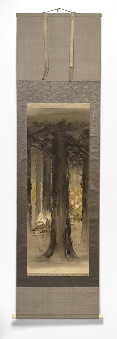 狐の嫁[狐の嫁]、19世紀後半から20世紀初頭（象牙のローラーで絹に取り付けられた紙にインクを塗る） 作： Ogata Gekko