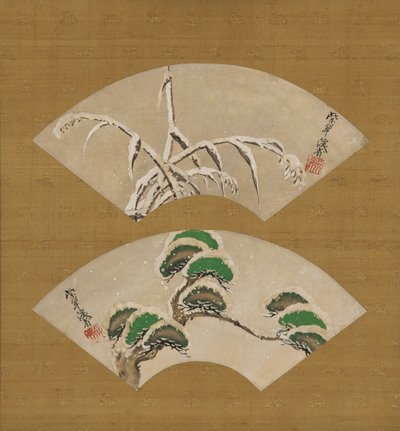 雪を積んだ草と雪を積んだ松の枝 作： Ogata Kenzan