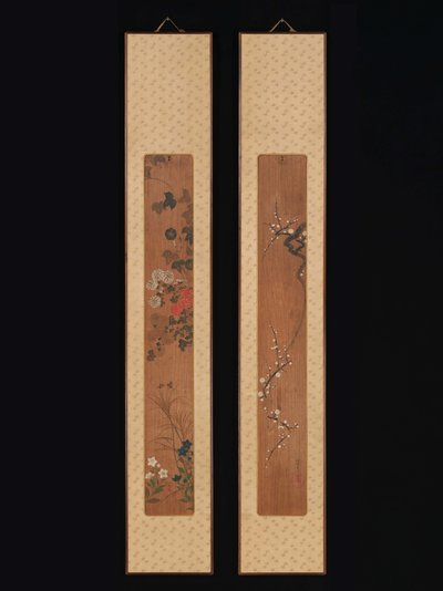 Blumen des Frühlings und Herbstes 作： 尾形光琳