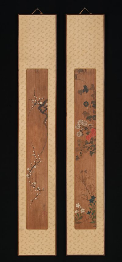 春と秋の花、1701年直後。 作： Ogata Korin