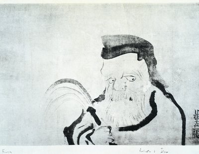 老人像 尾形光琳(1658-1716)画 絹本墨画 日本文明史 江戸時代 作： Ogata Korin