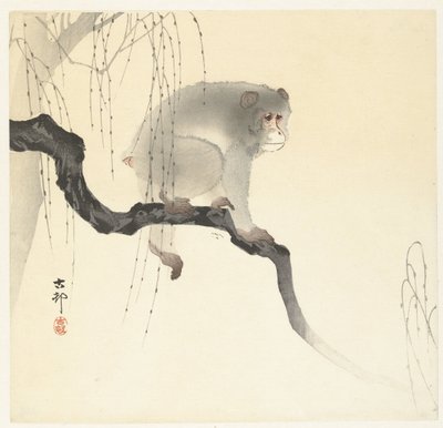 木の枝に猿 作： Ohara Koson