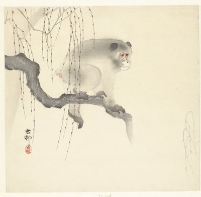 木の枝に猿 作： Ohara Koson