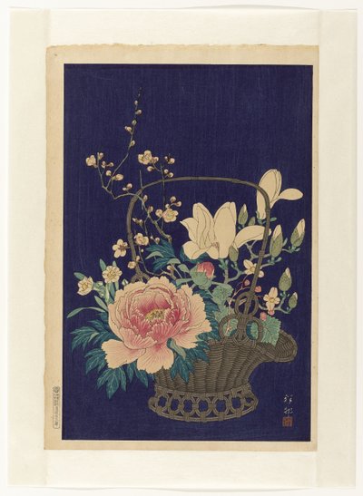 竹製フラワーバスケット 作： Ohara Koson
