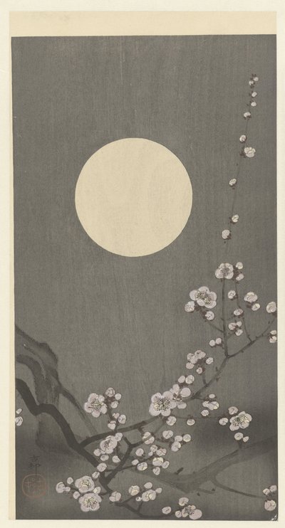 満月に咲く梅の花 作： Ohara Koson