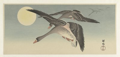 満月のガチョウ 作： Ohara Koson