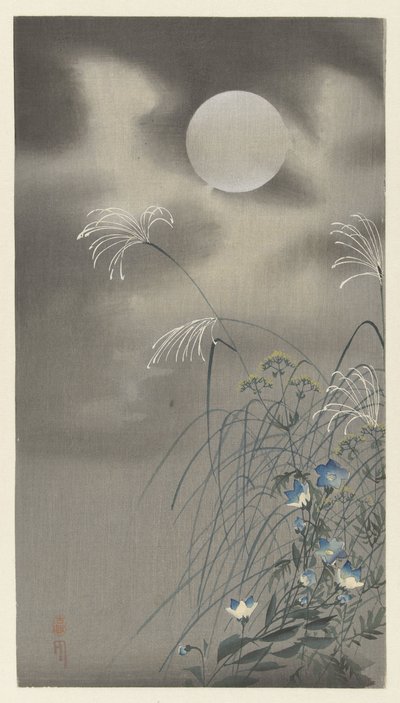 満月の草と花 作： Ohara Koson