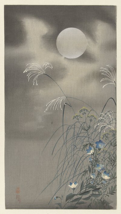 満月の草花 作： Ohara Koson