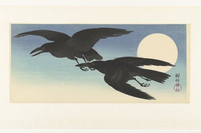 満月のカラス 作： Ohara Koson