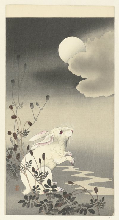 満月のうさぎ 作： Ohara Koson