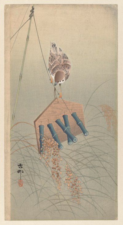 かかしにすずめ 作： Ohara Koson
