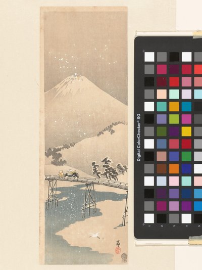 富士山と雪景色 作： Ohara Koson