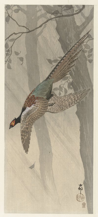 空飛ぶキジ 作： Ohara Koson