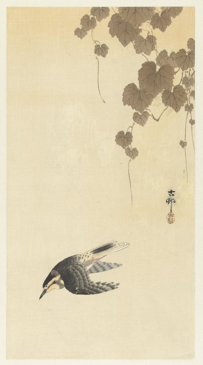 下降飛行中の鳥 作： Ohara Koson