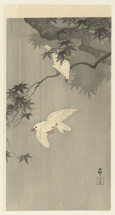 雨の中の鳥 作： Ohara Koson