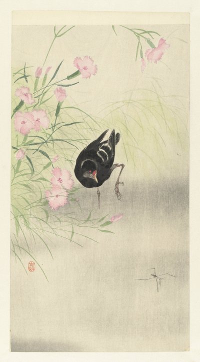 開花植物でムーア 作： Ohara Koson