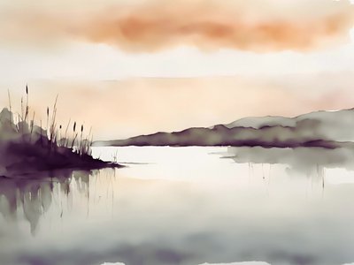 霧に包まれた湖の静けさ 作： Ohkimiko