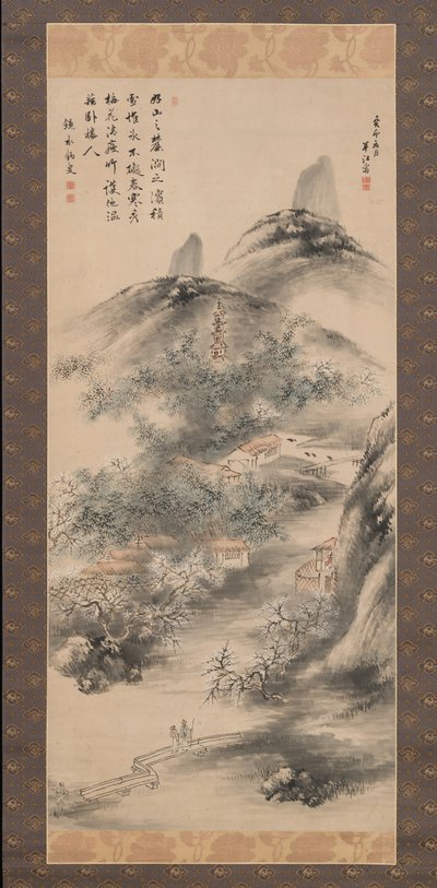 早春の竹と梅、1843年。 作： Okada Hanko