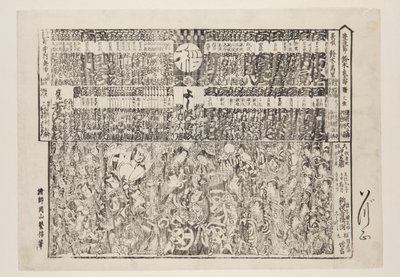 開幕プログラムのプレイビル（「かおみせ番付」）（カラー木版画 作： Okayama Shigenobu