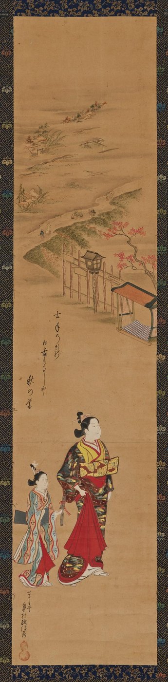 Kurtisane und ihre Begleiterin 作： 奥村正信
