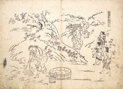 ホモ収集家がスズメを連れた少年を見つける。 作： Okumura Masanobu