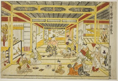 おしゃれな七福神 原透視図（風流七福神浮絵近言） 作： Okumura Masanobu