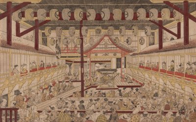 二代目市川海老蔵 矢野根五郎 中村劇場内部透視図 作： Okumura Masanobu