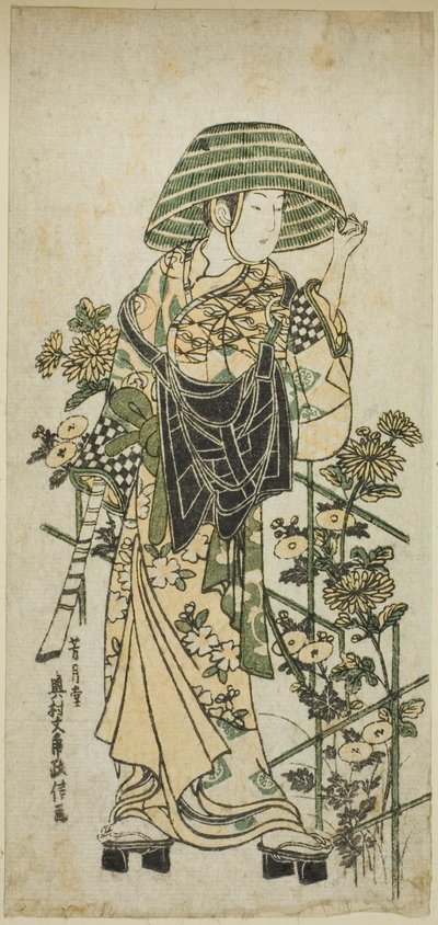 托鉢僧に扮した青年 作： Okumura Masanobu