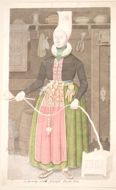 おしゃれな服装をしたアイスランドの農家の妻 作： Olavius