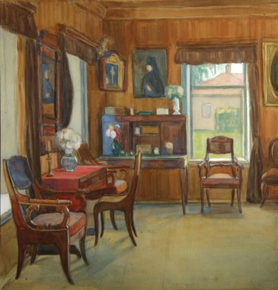 チェゴダエヴォ村の家の内部、1900年代 作： Olga Nikolayevna Korovina