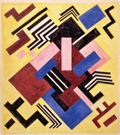 1916年の絵の構造（紙にガッシュ） 作： Olga Rozanova
