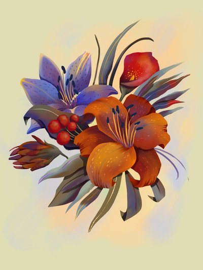 鮮やかな花束 作： 