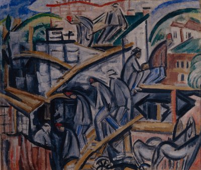 1913年に新しい家を建てる 作： Olga Rozanova