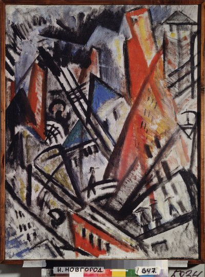 町。 Olga Vladimirovna Rozanova（1886-1918）による絵画、キャンバスに油彩 作： Olga Wladimirowna  Rosanowa
