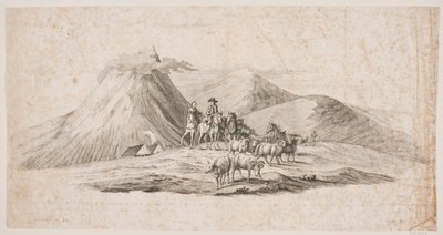 羊とライダーのいるアイスランドの風景 作： Oluf Olufsen Bagge