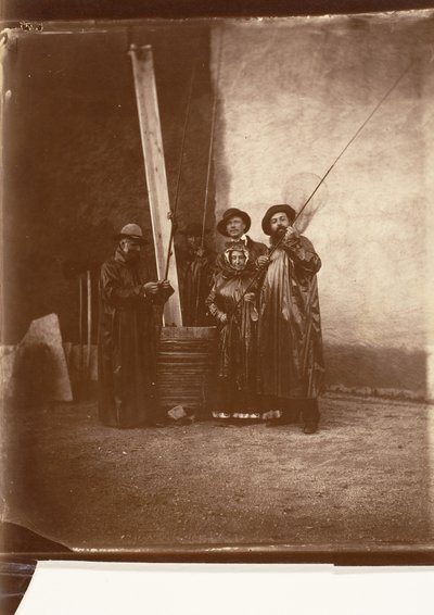 [釣りの衣装を着たアーティスト、母親、友人]、ca. 1860年。 作： Olympe Aguado