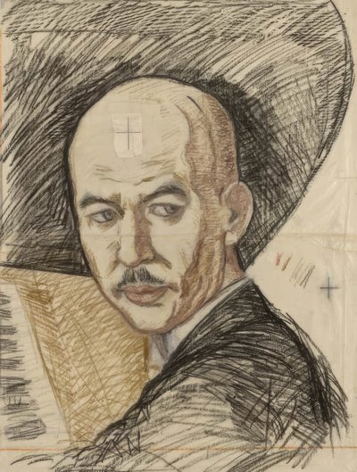 版画「山田幸作の肖像」の素描 作： 恩地孝四郎