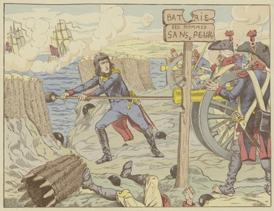 ナポレオンがトゥーロン包囲戦で一般兵士のように大砲を装填、1793年 作： Onfray de Breville Job