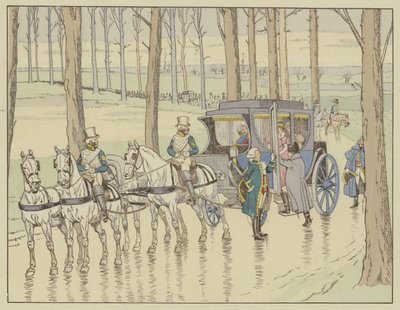 ナポレオンは1810年3月27日、彼が結婚しなければならないオーストリアの大公マリー・ルイーズに会う 作： Onfray de Breville Job